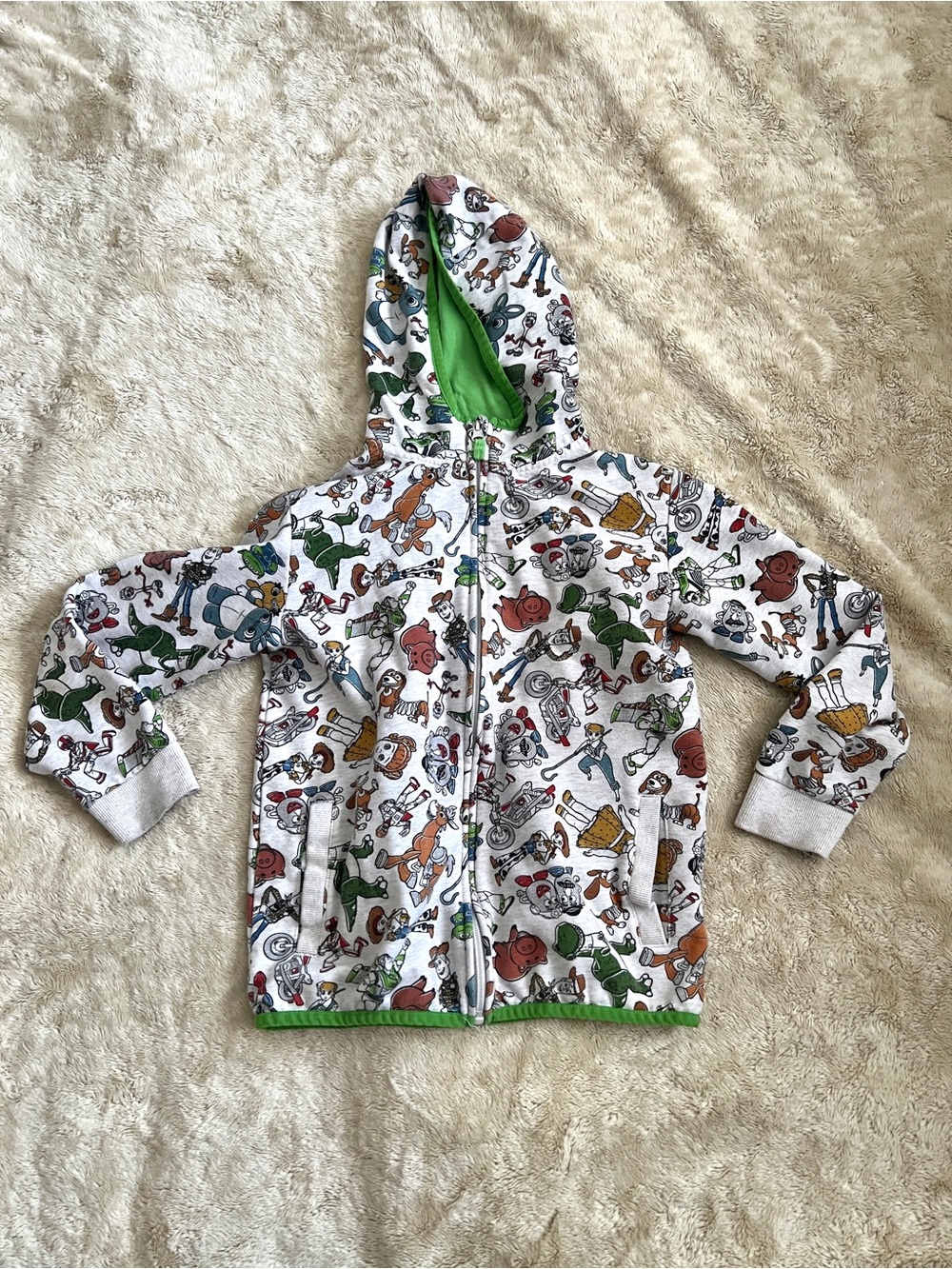 DISNEY Kid's Toy Story 4 Character Print Zip Up Hooded Sweater Size 9/10